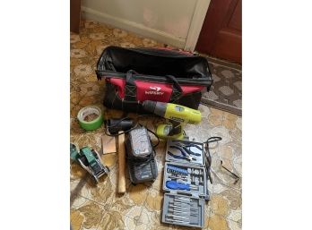 Husky Tool Bag W/ Ryobi Drill & Assorted Tools