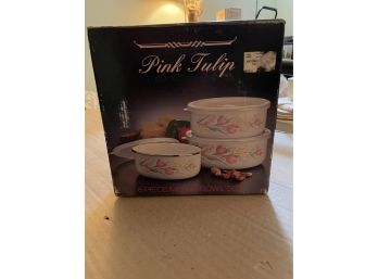 6 Piece - Pink Tulin - Mixing Bowl Set - In Box