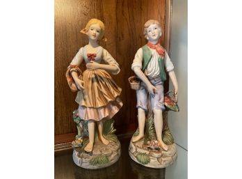 N Crown Man & Woman Figurines (2) Made In Italy