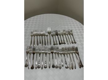 Assorted Silver Plate Forks Lot Of 35