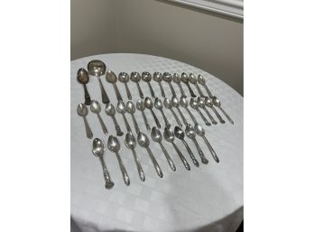 Assorted Silver Plate Spoons Lot Of 36