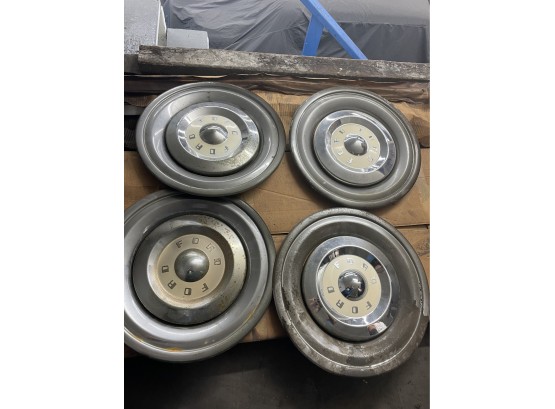 4 Four Vintage Ford Hubcaps