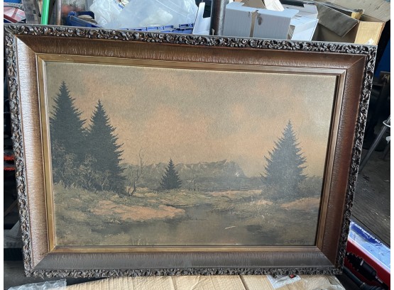 Signed Kurt Moser Landscape Painting 43in By 32in