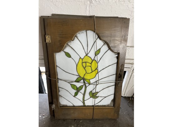 4 Stained Glass Flower Cabinet Doors- Wood Frame