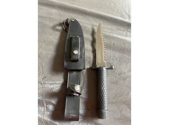 Vintage C.I. Survival Knife, 440 Stainless Steel, 1125 Japan, Storage Compartment In Handle, 6.5' Blade, 12' T