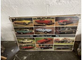 1955-1966 Ford Thunderbird Print On Wood Back