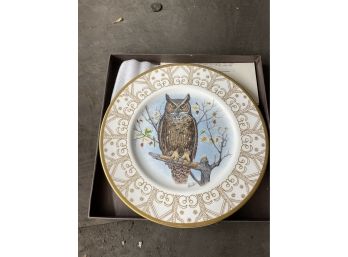BOEHM Porcelain Owl Plate Limited Edition W/box