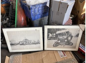 2 Black And White Automobile Prints 25in By 20in