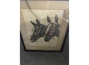 Signed Horse Painting- Glass Has Crack