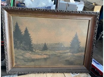 Signed Kurt Moser Landscape Painting 43in By 32in