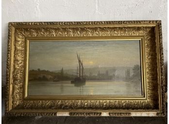 Ship Scene Painting- Unknown Artist/ Broken Frame