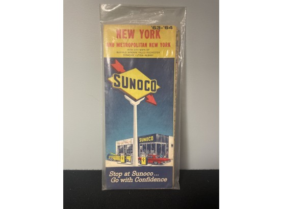 1963-64 Sunoco Map Of New York