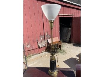 Vintage Stiffel Brass & Milk Glass Torchiere Federal Eagle 33 Lamp