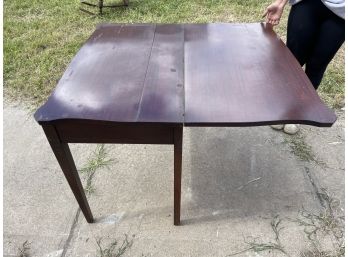 Antique Foldable Table With Built In Leaf