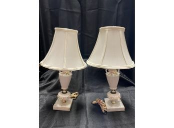 Pair Of Marble Base Table Lamps