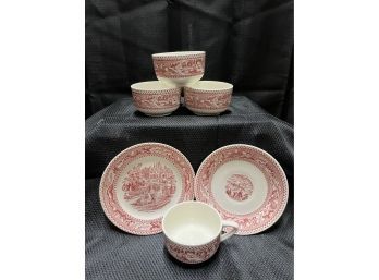 Lot Of  Willow Rosa Pink Dinner Plate/Mugs