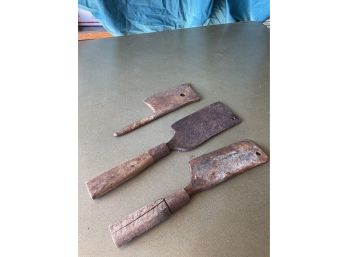 Antique Meat Cleavers Lot Of 3