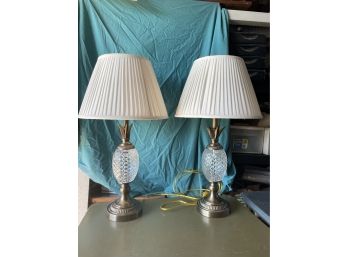 Pair Of Dale Tiffany Hand Cut Lead Crystal Lamps