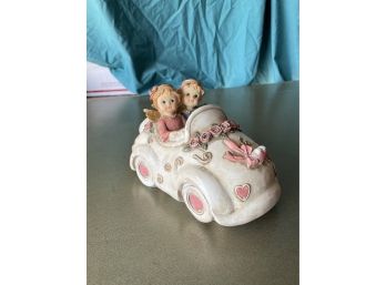 Vintage Couple In Car Coin Bank