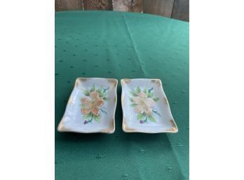 Vintage Pair Of Japanese Hand Painted Sauce Or Dipping Serving Dishes