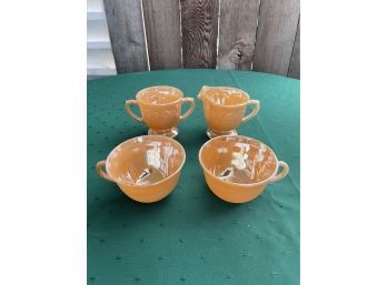 Vintage Fire King Oven Ware Peach Luster Set 4