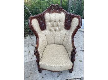 Graceful Twin Swans Hand-carved Mahogany Victorian Style Chair
