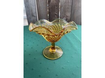 Vintage Golden Amber Honey Color Depression Pedestal Bowl