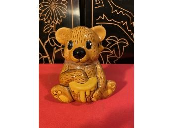 Vintage 1960s Honey Bear, Made In Taiwan, Handmade, Ceramic, ROC B, Teddy Bear, Honey Jar, Honeycomb, Honey Co