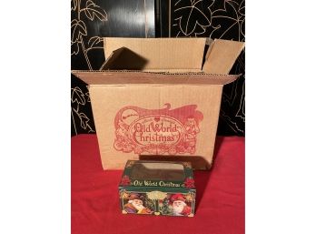 Box Full Of OLD WORLD CHRISTMAS CARDBOARD COLLECTOR GIFT BOXES 4 1/4' X 3' X 2 1/4'