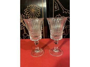 Two Cut Glass Wine Glasses