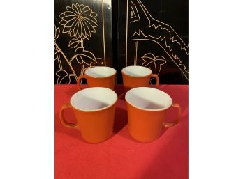 LOT Of 4 - Corning Ware Coffee Mugs Rust Cinnamon Burnt Orange Cups