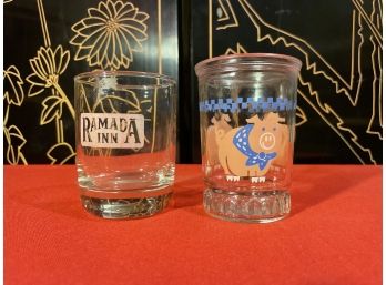 Two Vintage Advertising Drinking Glasses