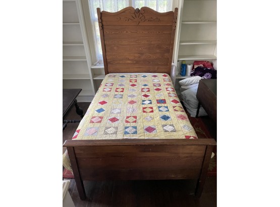 Antique Eastlake Solid Oak  Bed