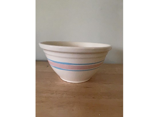 McCoy Pottery #12 Ovenware Mixing Bowl Pink Blue Striped - USA -