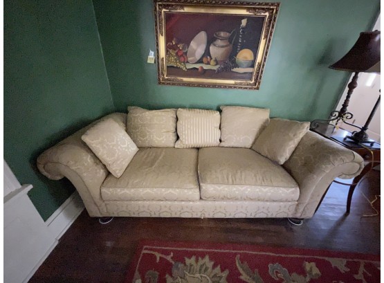 Gold Sofa Couch W/5 Pillows