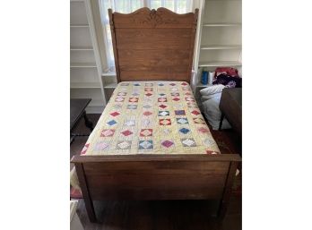 Antique Eastlake Solid Oak  Bed