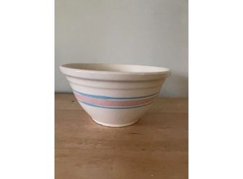 McCoy Pottery #12 Ovenware Mixing Bowl Pink Blue Striped - USA -