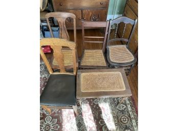 Assorted Lot Of Cane/wood Chairs & Bench