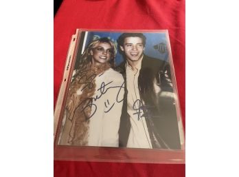 Autograph Photo Of Britney Spears And Justin Timberlake With COA