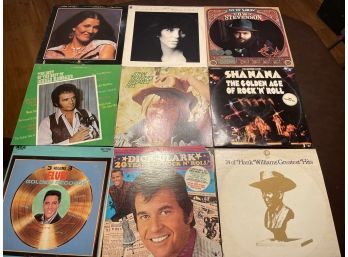 Lot Of 9 LPs - Elvis Presley, Hank Williams, Linda Ronstadt, Etc.
