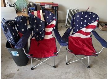 Lot 4 American Flag Folding Camping Chairs
