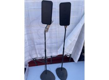 2 Sanus Adjustable Height Speaker Stand With Phillips Speakers