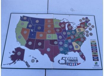 Statehood Quarter Display Map With Territories- Missing Utah