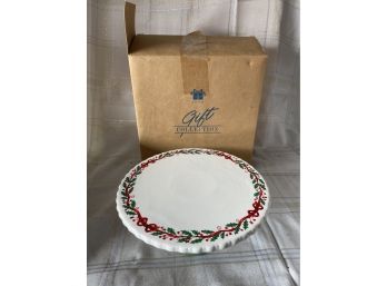 Footed Pedestal Cake Stand Christmas Holiday Avon Gift Collection NIB 9' Round