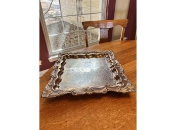 Large Square Footed Silverplate Tray