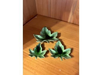 3 Maple Leaf-Shaped Ceramic Serving Dishes