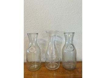 3 Vintage Glass Milk Bottles