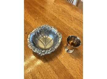 Arthur Court 1999 Pewter Bowl And Silverplate Cup