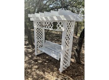 White Garden Trellis Bench- You Take Apart
