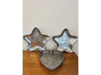 Two Star Trays & One Heart Shaped Baking Pan
